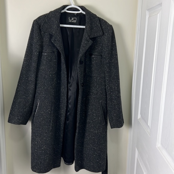 Utex D Vintage Tweed Herringbone Belted Outerwear Slouch Trench Coat Size Large - Picture 16 of 16